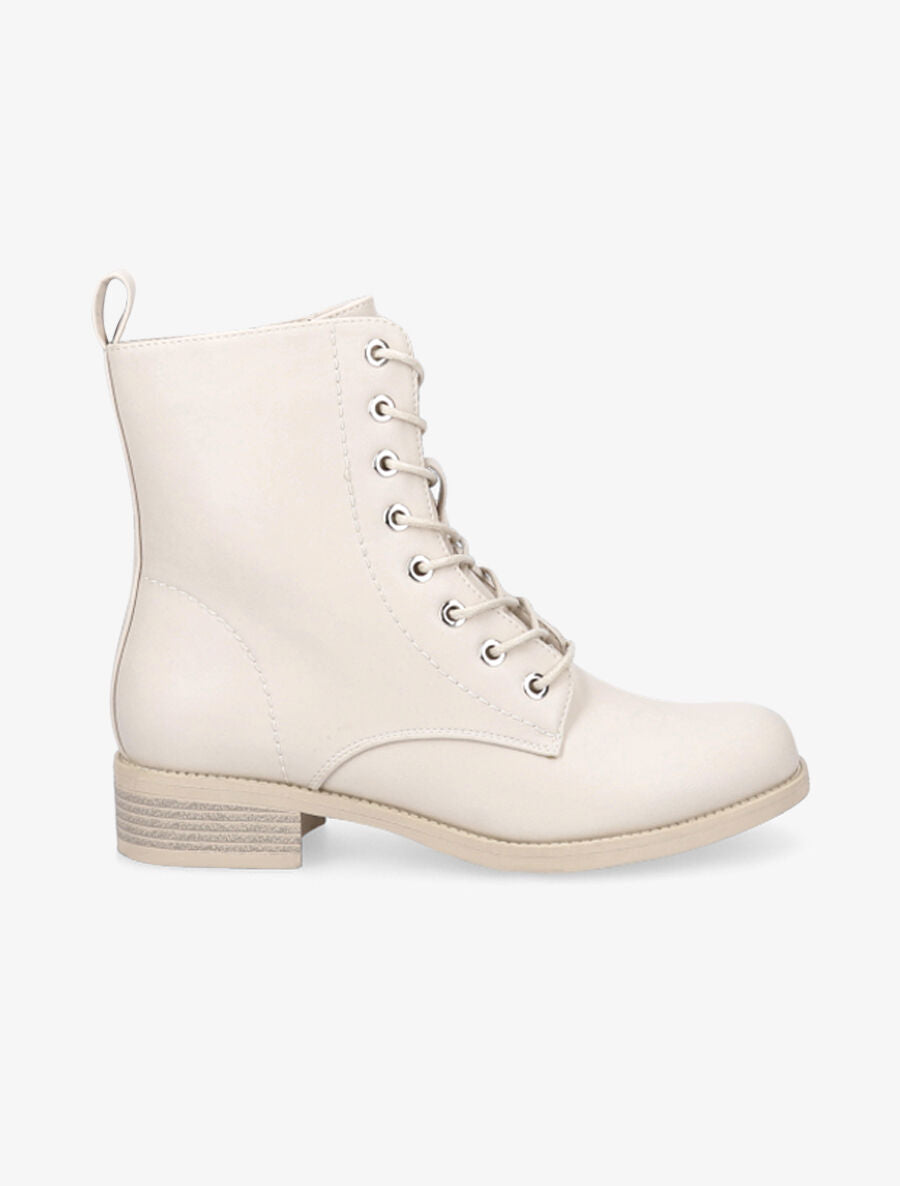 Boots lacées à oeillets dorés - Beige - 1