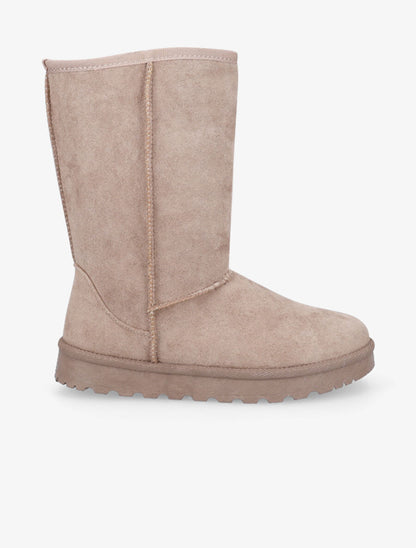 Boots fourrées montantes en suédine - Taupe - 1