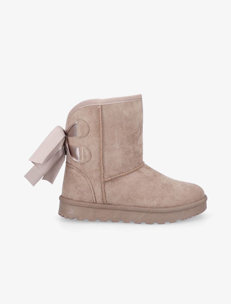 Boots fourrées à chevilles à noeud - Taupe - 5