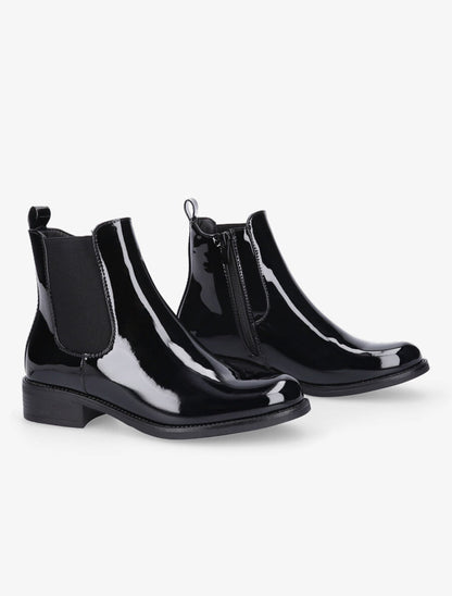 Boots style chelsea vernies - Noir - 4