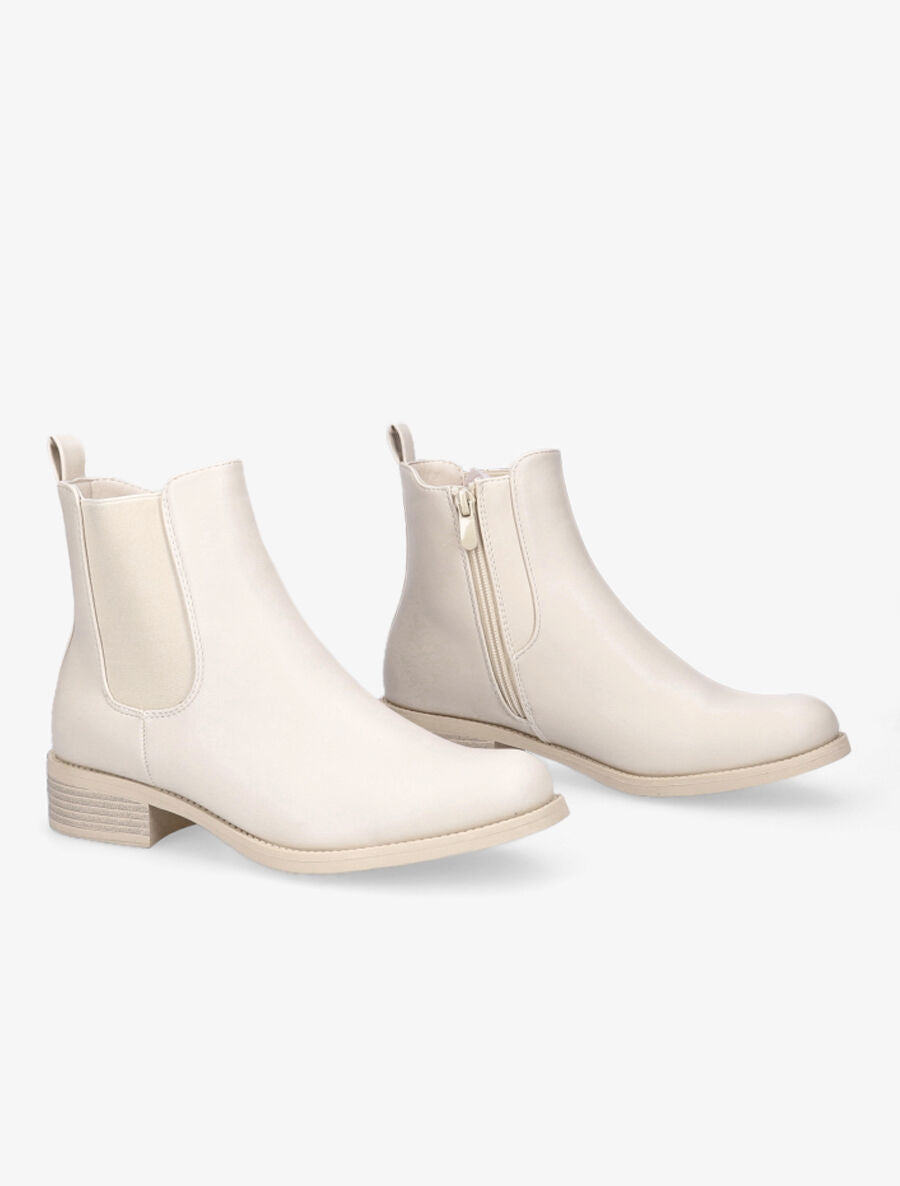 Boots style chelsea en simili - Beige - 4