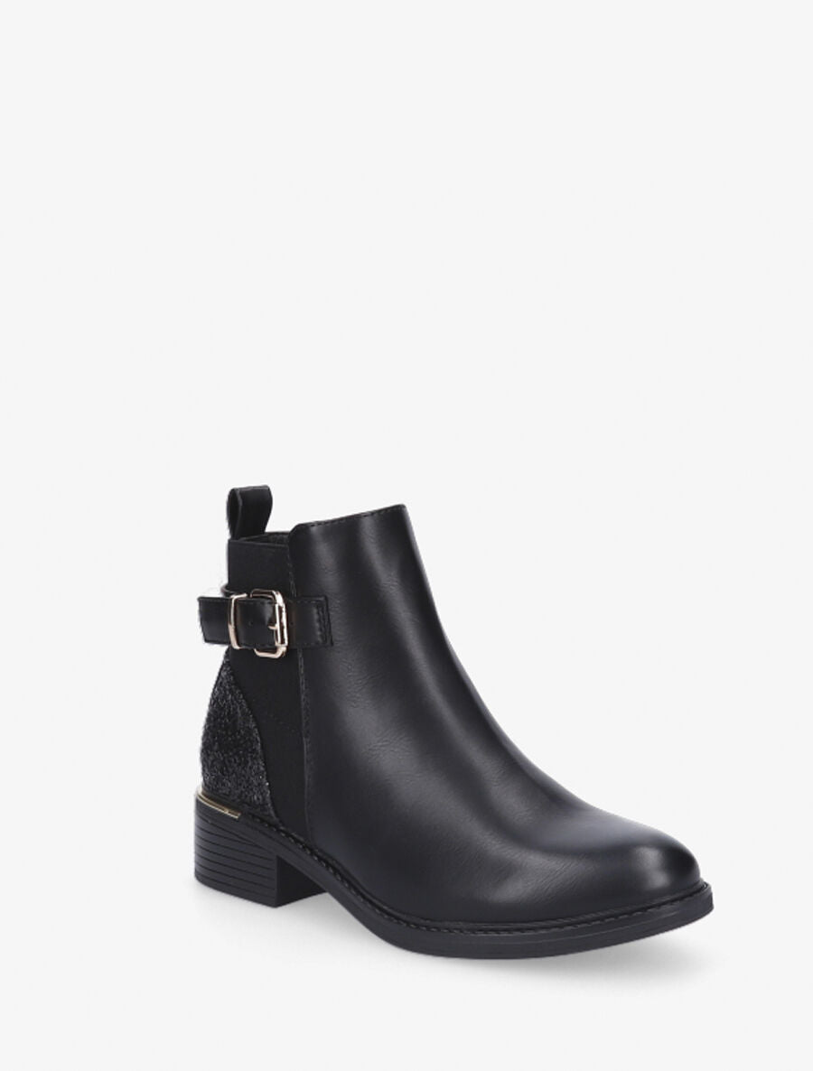 Bottines à contrefort pailleté et sanglé - Noir - 3