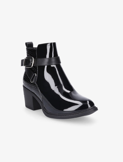 Bottines vernies effet croco - Noir - 2