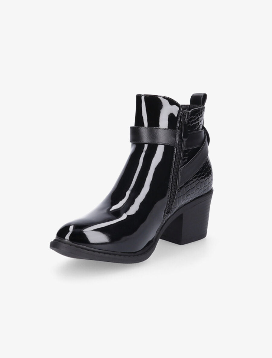 Bottines vernies effet croco - Noir - 3