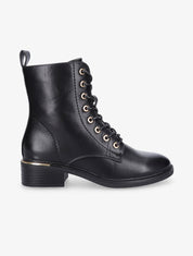 Boots lacées à empiècement doré - Noir - 5