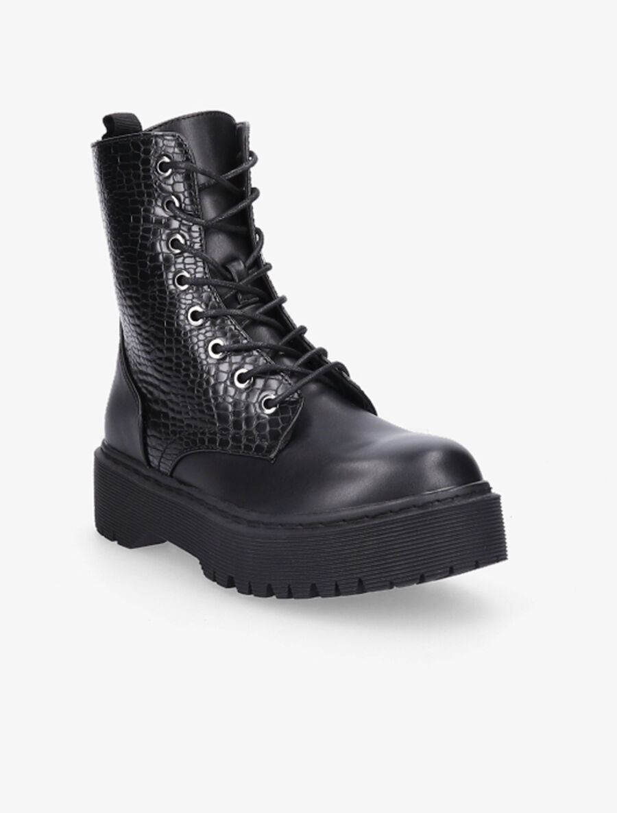 Boots montantes effet croco - Noir - 2