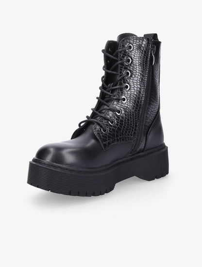 Boots montantes effet croco - Noir - 3