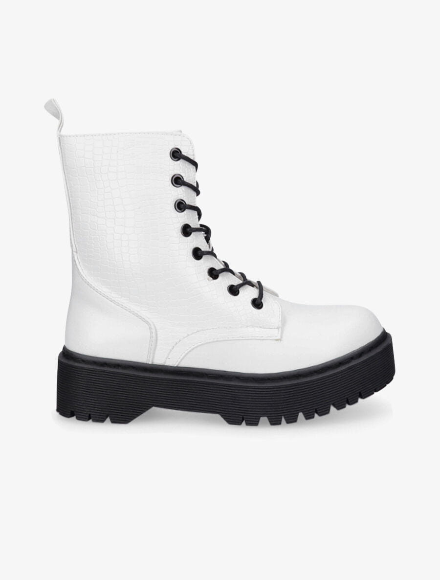 Boots montantes effet croco - Blanc - 1