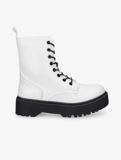 Boots montantes effet croco - Blanc - 1