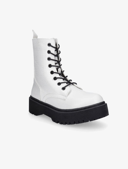 Boots montantes effet croco - Blanc - 2