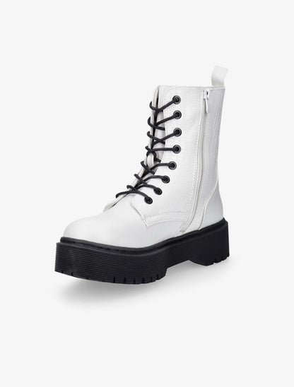 Boots montantes effet croco - Blanc - 3