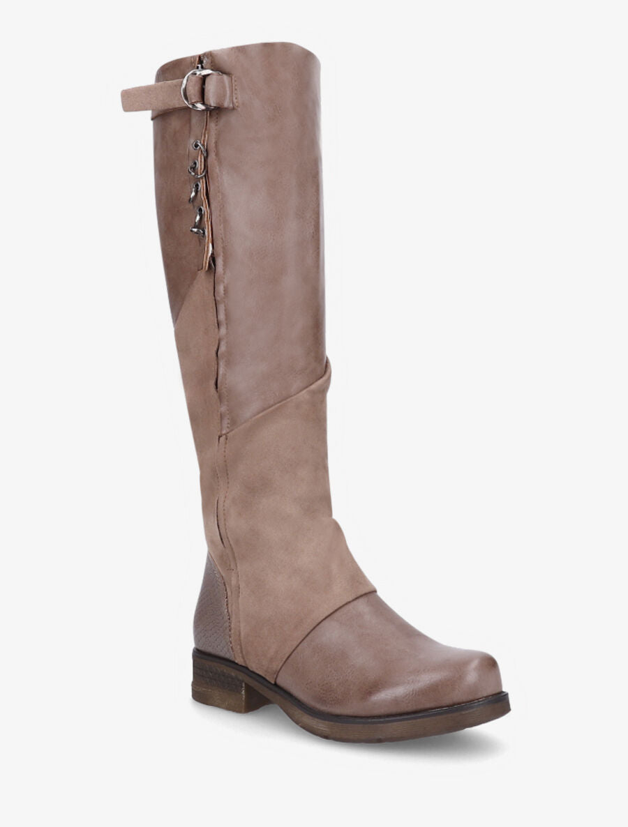 Bottes bi-matière à talon stylisé - Taupe - 2
