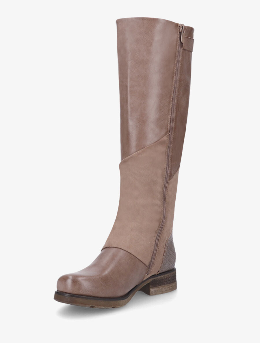 Bottes bi-matière à talon stylisé - Taupe - 3