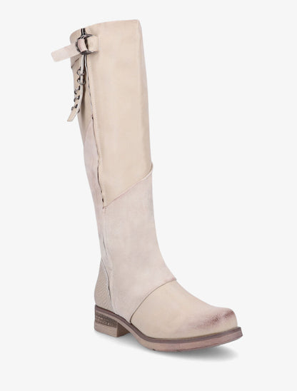 Bottes bi-matière à talon stylisé - Beige - 2