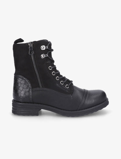 Bottines bi-matière et talon texturé - Noir - 1