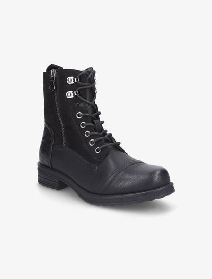 Bottines bi-matière et talon texturé - Noir - 2