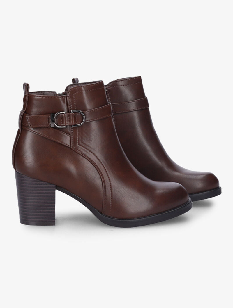 Bottines à bride en tour de cheville - Marron - 5