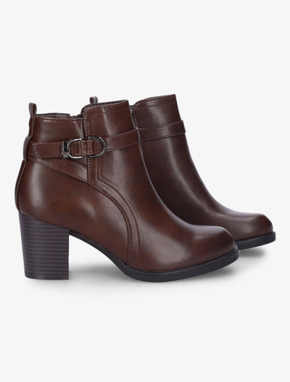 Bottines à bride en tour de cheville - Marron - 5