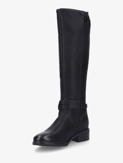 Bottes élastiquées en simili et empiècement métal - Noir - 3