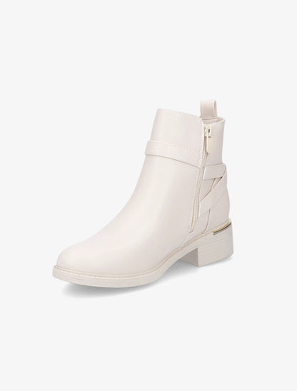 Bottines en simili à doubles sangles - Beige - 3
