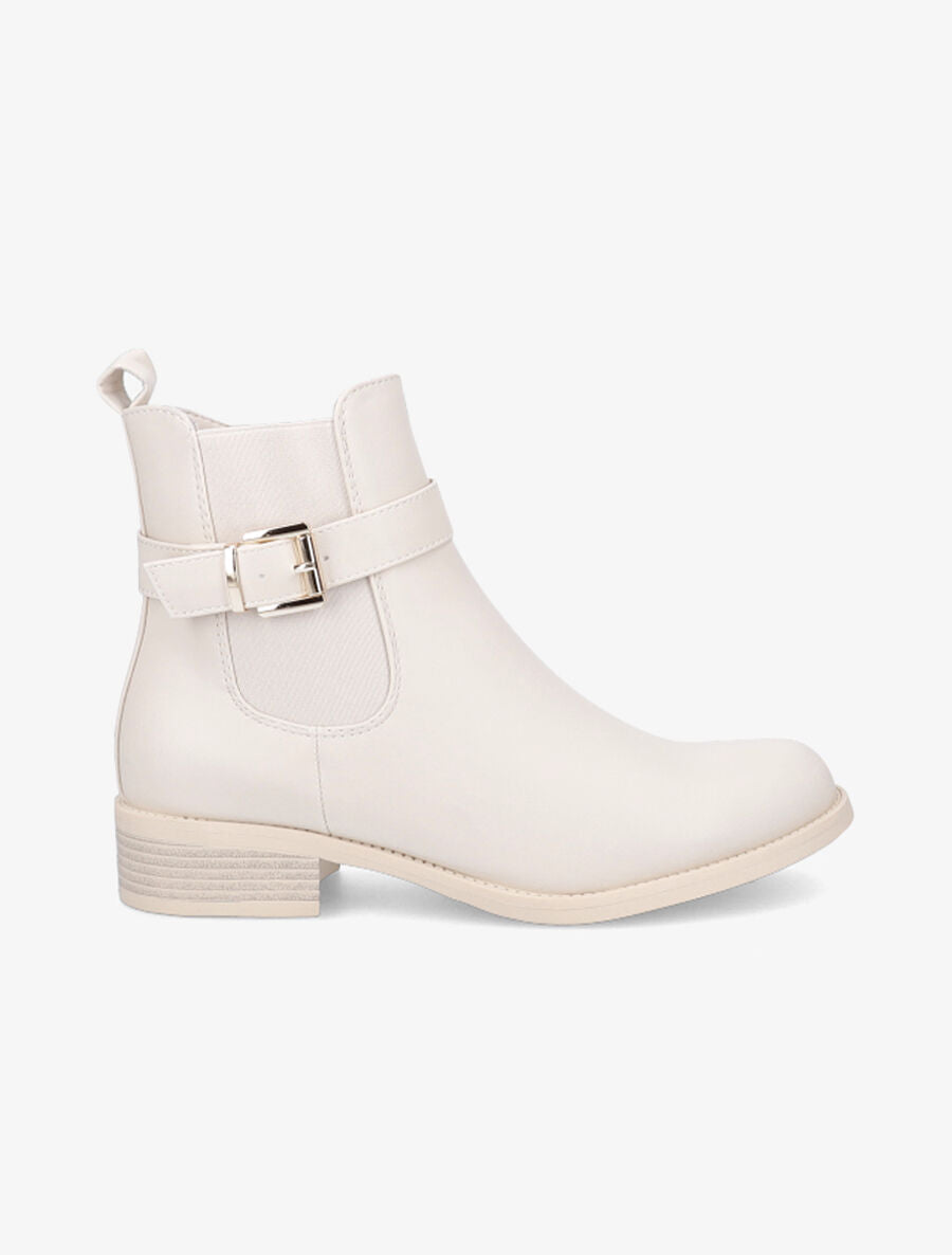 Bottines plates en simili - Beige - 5