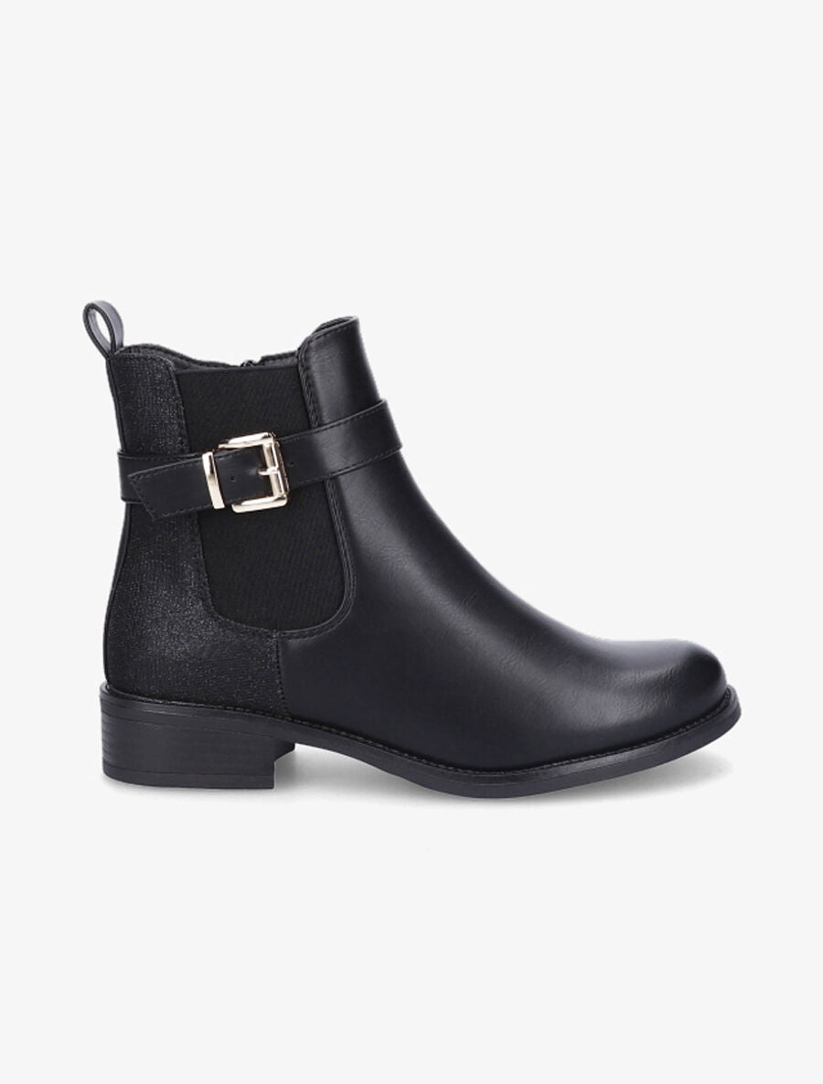 Bottines en simili à contrefort pailleté - Noir - 1