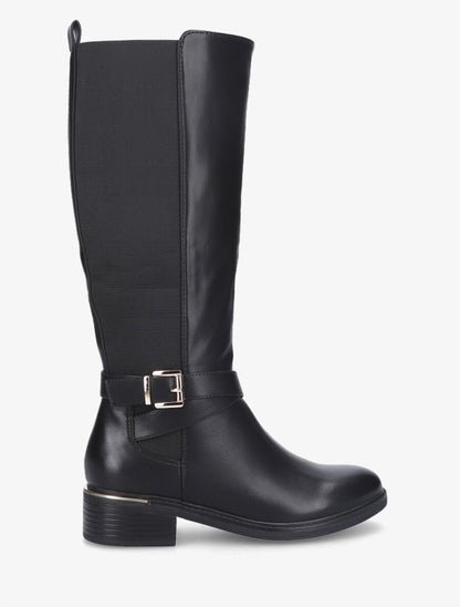 Bottes élastiquées à detail métal au talon - Noir - 1