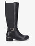 Bottes élastiquées à detail métal au talon - Noir - 1