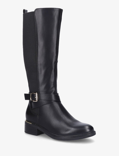 Bottes élastiquées à detail métal au talon - Noir - 2