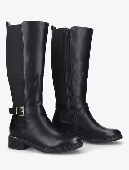 Bottes élastiquées à detail métal au talon - Noir - 4