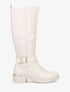 Bottes élastiquées à detail métal au talon - Beige - 1