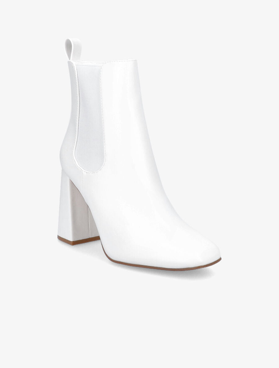Bottines à talon haut et bout carré - Blanc - 2