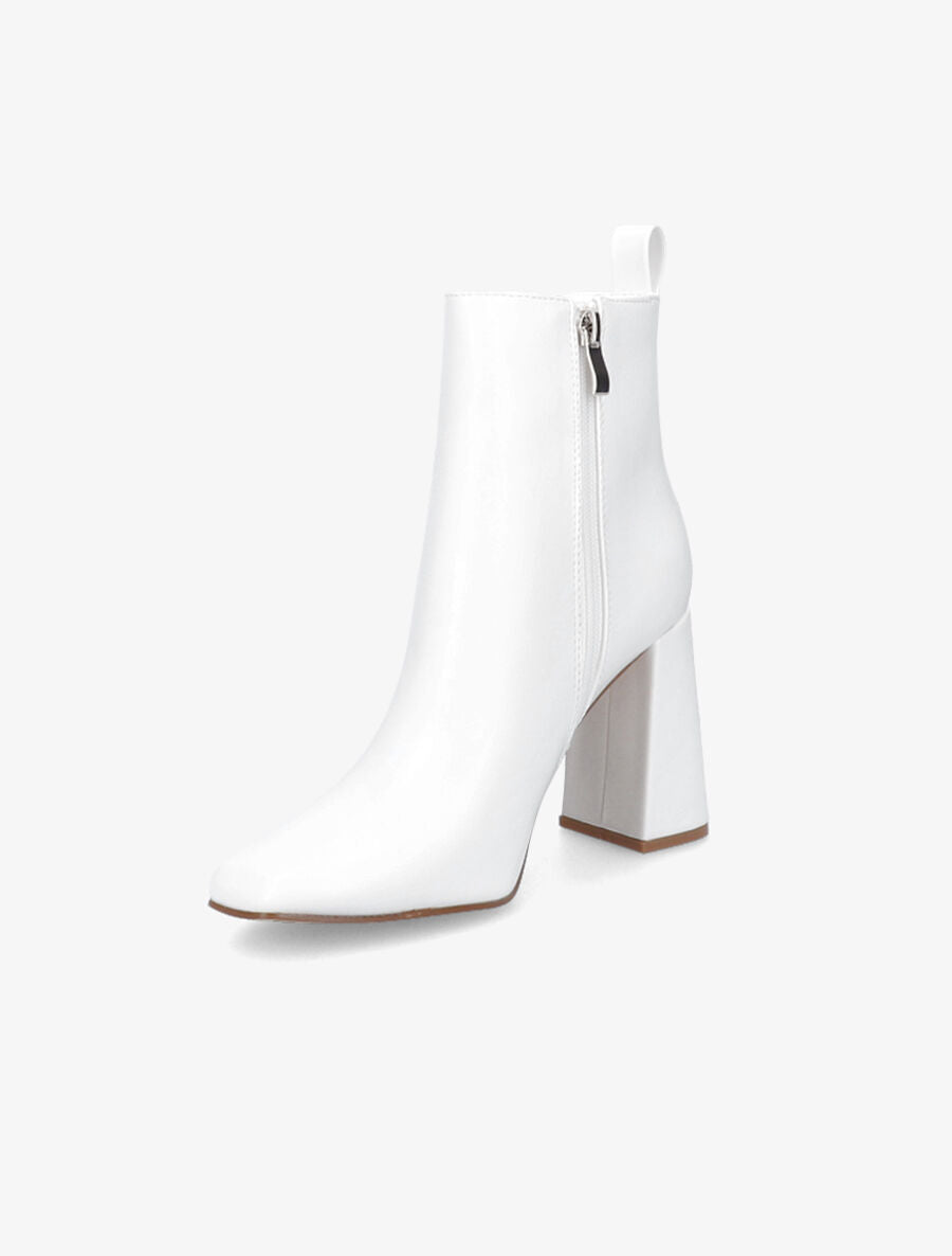 Bottines à talon haut et bout carré - Blanc - 3