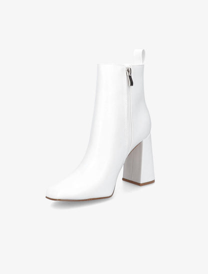 Bottines à talon haut et bout carré - Blanc - 3