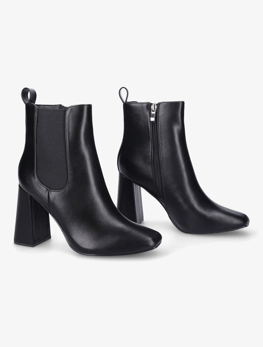 Bottines à talon haut et bout carré - Noir - 4