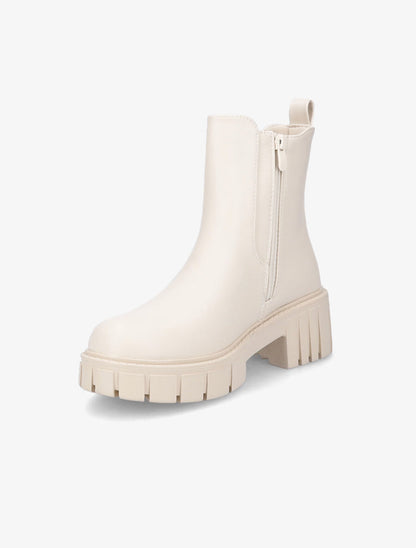 Bottines en simili à semelles crantées - Beige - 3