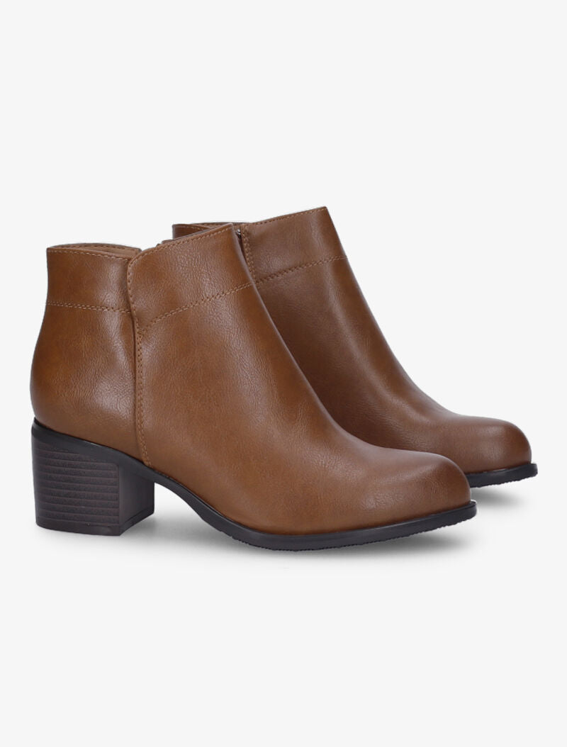Bottines casual à bouts ronds - Camel - 1