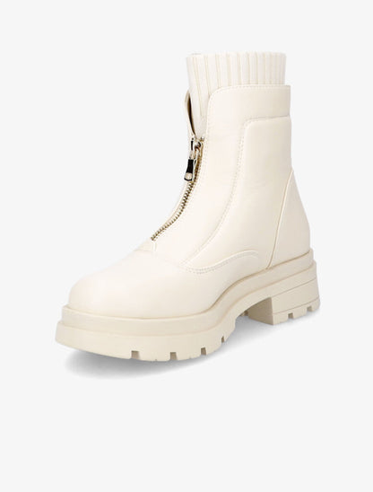 Boots zippées en simili - Beige - 3