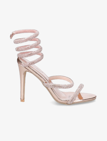 Sandales à talons aiguilles et strass - Rose gold - 1