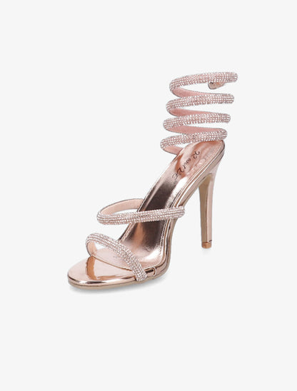 Sandales à talons aiguilles et strass - Rose gold - 3