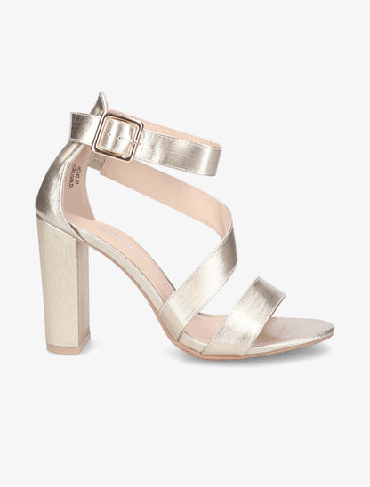 Sandales à talons et brides - Or - 1