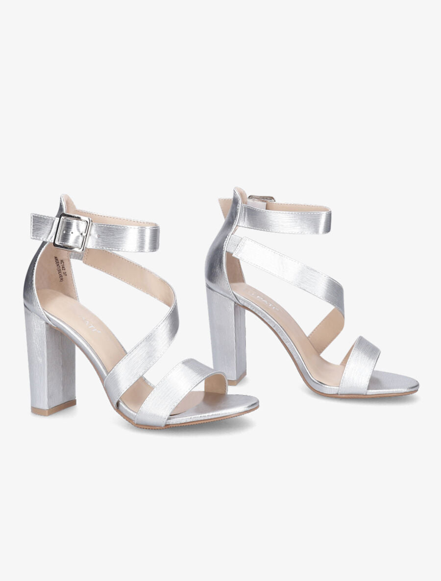Sandales à talons et brides - Argent - 4