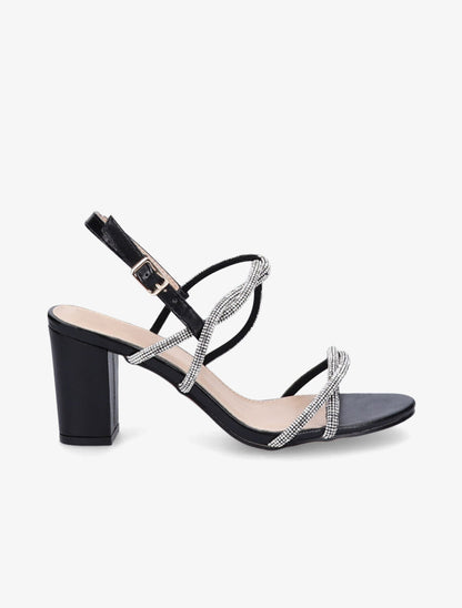 Sandales à talons et strass - Noir - 1