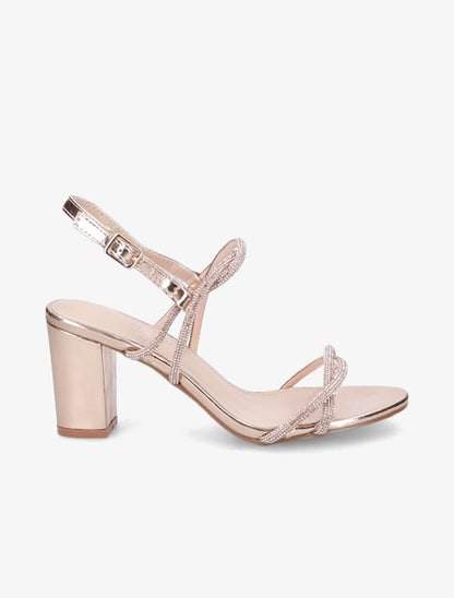 Sandales à talons et strass - Rose gold - 5