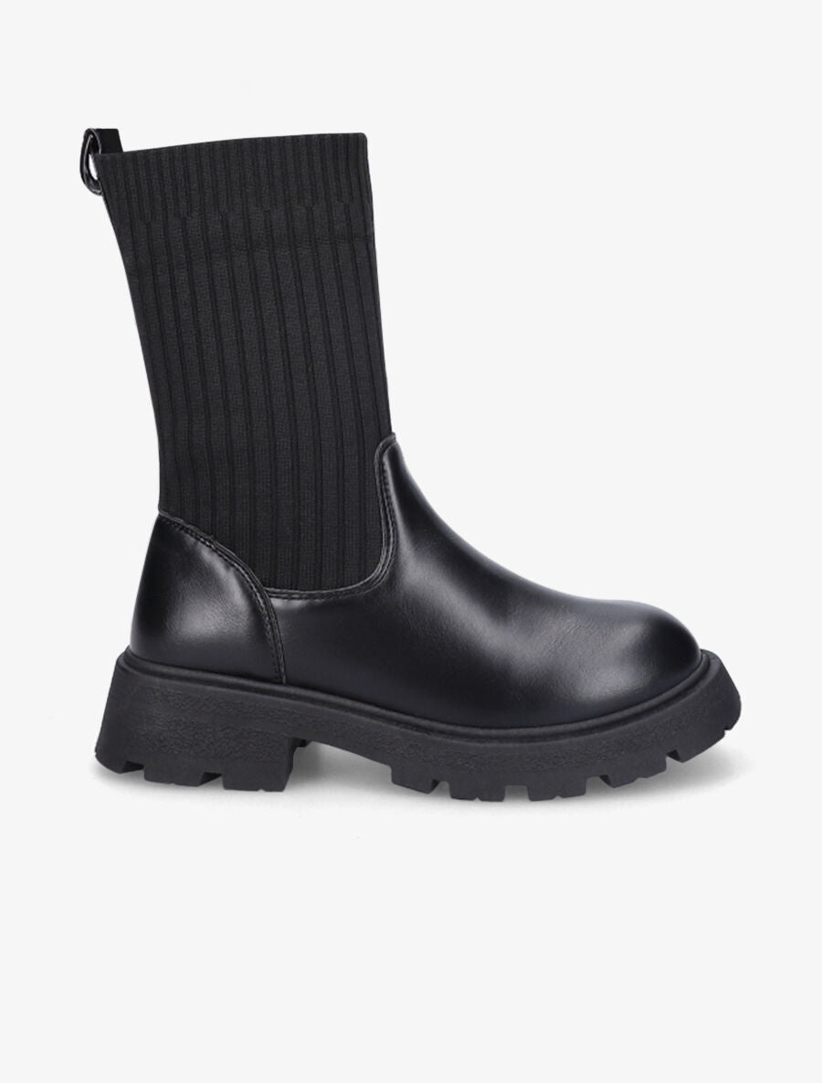 Bottines style chaussettes - Noir - 1