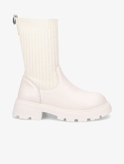 Bottines style chaussettes - Crème - 1