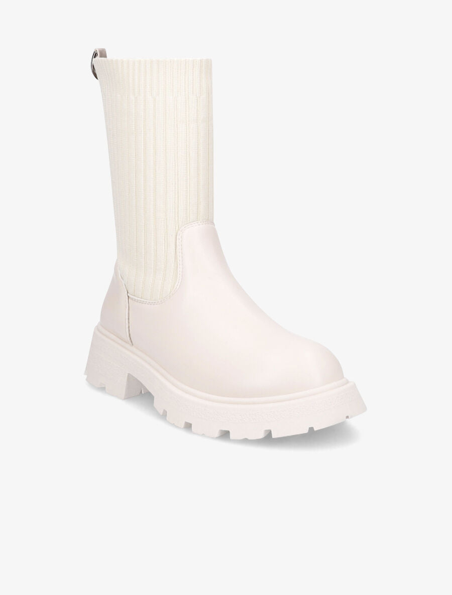 Bottines style chaussettes - Crème - 2