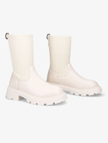 Bottines style chaussettes - Crème - 4