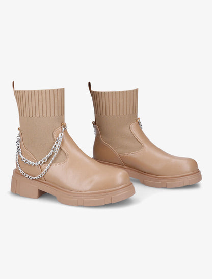 Bottines chaussettes et chaînettes amovibles - Taupe - 4