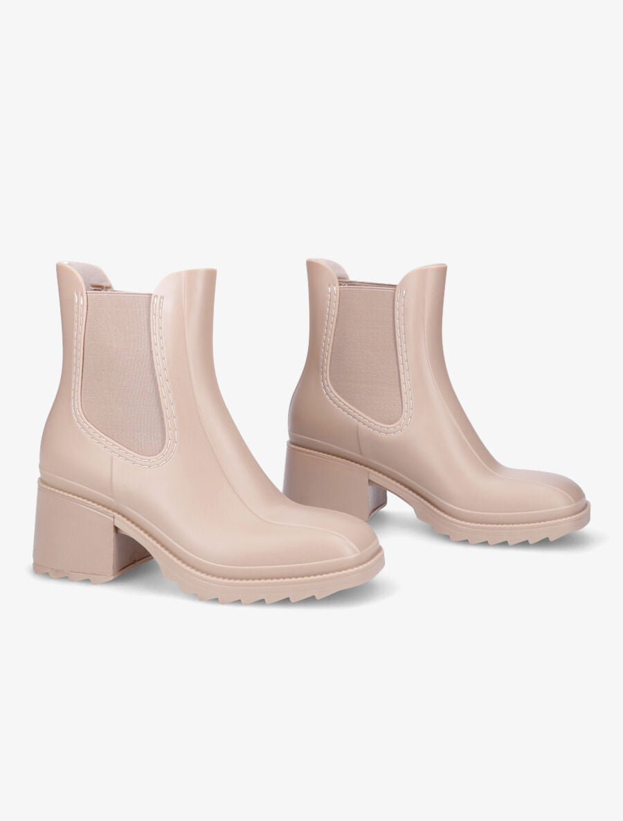 Bottines élastiquées en caoutchouc - Beige - 4